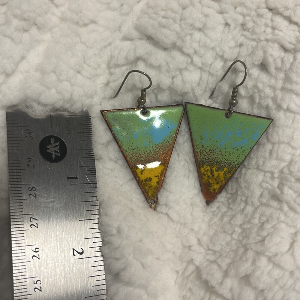 Handmade Multicolored Enamel earrings - Picture 2 of 3